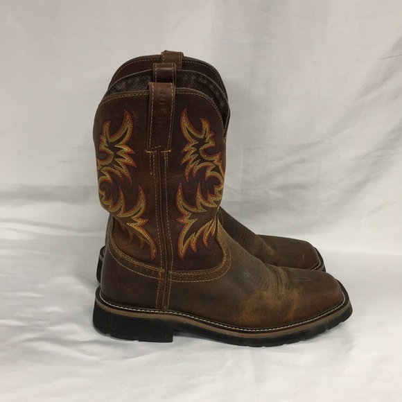 Justin Mens Authentic Leather Boots 9EE - Picture 4 of 7